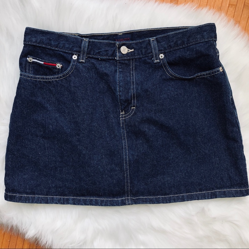 Vintage Tommy Hilfiger logo mini denim jean skirt